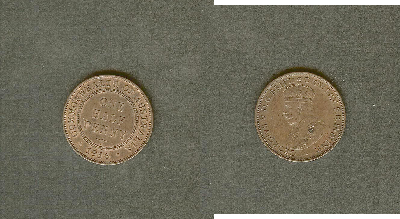 AUSTRALIE 1/2 Penny 1916 SPL
